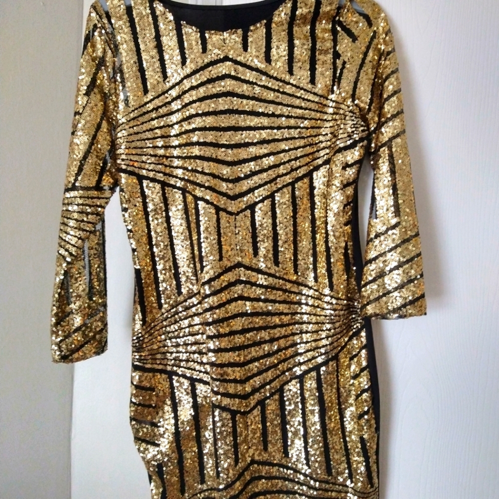 Gold Black Dress